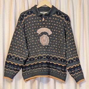 VTG 90s Habitat Rocky Mountain Elk ¼ Zip Green Knit Sweater - RC International